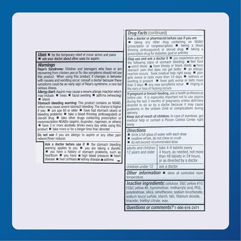 MAJOR Aspirin Low Dose 81 Mg - Pain Reliever (NSAID) - Enteric Coated - 250 Tablets in Saudi Arabia