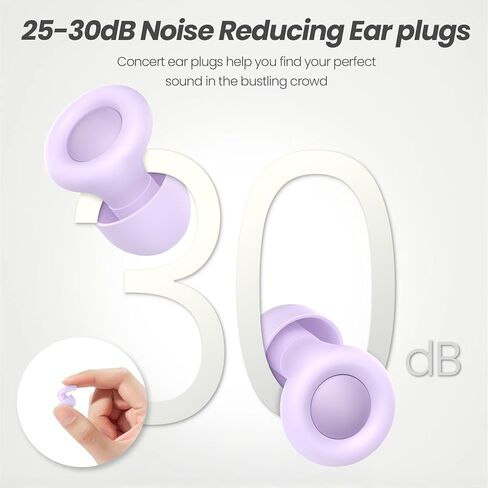 JUSTRVN Earplugs for Sleeping,2 Pairs of Noise Reduction Earplugs for Concert&Study, Hearing Protection Earplugs -30dB with 4-Size Tips,Reusable Silicone Earplugs for Comfort,Focus and Loud Events in Saudi Arabia