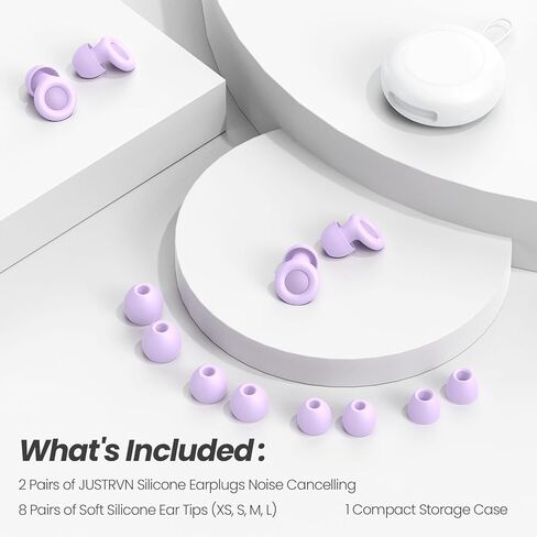 JUSTRVN Earplugs for Sleeping,2 Pairs of Noise Reduction Earplugs for Concert&Study, Hearing Protection Earplugs -30dB with 4-Size Tips,Reusable Silicone Earplugs for Comfort,Focus and Loud Events in Saudi Arabia