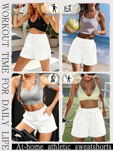 Womens High Waist Sweat Shorts Ruffle Trim Casual Athletic Workout Sweatshorts Comfy Running Shorts Summer Clothes in Saudi Arabia