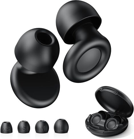 JUSTRVN Earplugs for Sleeping,2 Pairs of Noise Reduction Earplugs for Concert&Study, Hearing Protection Earplugs -30dB with 4-Size Tips,Reusable Silicone Earplugs for Comfort,Focus and Loud Events in Saudi Arabia