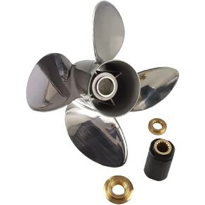 Xspeed Stainless Steel 4 Blades Outboard Propeller with Interchangeable Hub Kits for 4-3/4" Gearcase Yamaha 150-225hp,15 Spline Tooth,RH/LH in Saudi Arabia