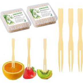100pcs Bamboo Forks Appetizer Forks,3.5 Inch Charcuterie Food Mini Forks, Disposable Small Wooden Forks for Fruit Dessert Parties Cocktail Fork (100) in Saudi Arabia