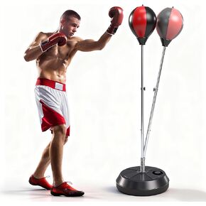 Punching Bag with Stand, Boxing Bag for Teens & Adults- Features a Super-Fast Bounce to Improve Speed, Reflexes and Endurance - Height-Adjustable Speed Bag with Stand and Safety Suction Cups in Kuwait