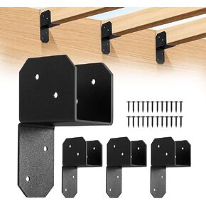 4-Pack 4x4 Post Cap Tie Bracket, Heavy Duty Carbon Steel Black Powder Coated Post to Beam Connector for Pergola Gazebo Deck Patio, Includes Screws & Easy to Install in Saudi Arabia