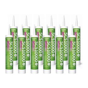 GE Silicones SCS1000 Contractors 100% Silicone Sealant, White, 10.1 fl oz Cartridge, 12 Pack, General Purpose Glazing Caulk for Windows, Doors, Glass, Trim, Indoor/Outdoor Sealing & Repairs in Saudi Arabia