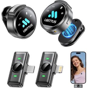 ميكروفون صغير لهاتف iPhone 17/16/15-7/Android/الكمبيوتر اللوحي، ميكروفونات Lavalier اللاسلكية مع أجهزة استقبال مزدوجة، إلغاء الضوضاء DSP، مشبك مغناطيسي، 18 ساعة، مثالي لتسجيل الفيديو، والبودكاست، والمقابلات، والهدايا in Kuwait