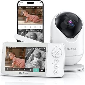 Dr.Care VistaView Lite RB Smart WiFi Baby Monitor - 4" 720P Split Screen & 1080P Camera App Control, Motion Alerts, 2500mAh Removable Battery, HD Night Vision, 2-Way Talk, Multi-User, Triple Security in Saudi Arabia