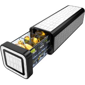 Weekly Pill Organizer 7 Day, Discreet Leather Pill Case for Purse or Pocket, Easy Slide-Out Daily Medication Planner, 1 Time a Day Travel Vitamin and Supplement Holder (Dark Brown) in Kuwait