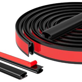 شريط ختم الباب لتجريد الطقس، شريط مطاطي للباب على شكل حرف D، شريط ختم للأبواب ذاتية اللصق لإطار النافذة وعزل عازل للصوت (أسود، 33 قدمًا) in Kuwait