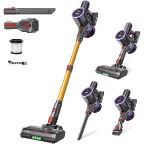 Cordless Stick Vacuum Cleaner: 550W 50KPA 45Mins with Powerful Suction, Self-Standing Lightweight Wireless Rechargeable Handheld Vacuum with Touch Screen for Home Pet Hair/Carpets/Floors in Saudi Arabia