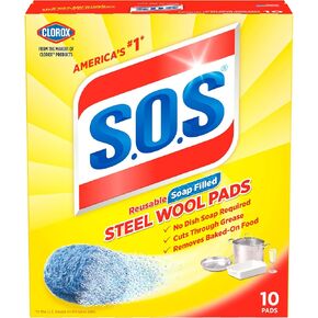 S.O.S-10002 , Steel Wool Soap Pads, 10 Ct in Kuwait