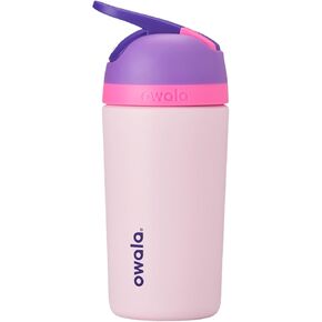 Owala Kids Flip Insulated Stainless-Steel Water Bottle with Straw and Locking Lid, 14-Ounce, Purple/Pink (Bunny Business) in Kuwait