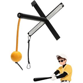 مدرب أرجوحة البيسبول/الكرة اللينة المحمول مع كرة مربوطة بإعادة الضبط التلقائي | نظام تركيب سياج سهل لممارسة الضرب الفردي، معدات تدريب الضرب للمبتدئين والمحترفين in Kuwait