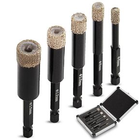 5 قطعة منشار ثقب الماس مجموعة 6/8/10/12/15 مللي متر عرافة عرقوب الحجري الجرانيت دائم كاربورندوم السيراميك الحفر الأساسية in Kuwait