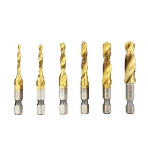 M3-M10 برغي الحنفية لقم الثقب Hss الصنابير غاطسة Deburr مجموعة متري بت تركيبة عالية السرعة الصلب المركب 1/6 قطعة (مجموعة فضية 6 قطعة) in Kuwait