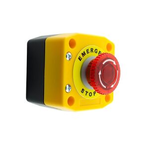 Alpinetech B1MBL مضاء بإضاءة LED باللون الأحمر 22 مم 1NC مفتاح إيقاف الطوارئ مع صندوق التحكم (24 فولت تيار متردد/تيار مستمر) in Kuwait