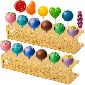2 Pack Cake Pop Stand, Gold Metal Lollipop Display Holder Stand, 12 Holes Cake Pop Drying Stand, Cake Stand for Wedding, Birthday Party Dessert Table Candy Decorative in Kuwait