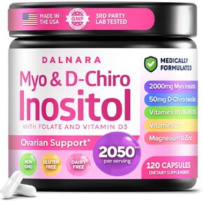 Myo-Inositol & D-Chiro Inositol Supplement for Women - 40:1 Ratio Inositol Capsules with Folate, Vitamin D3, Magnesium & Zinc - Ovarian Support Inositol Multivitamin - 2050mg, 120 Count in Saudi Arabia