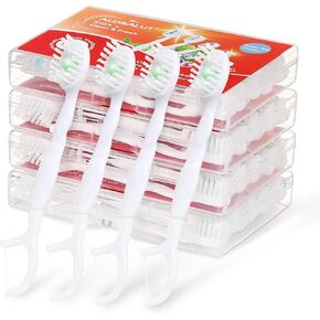 40 فرشاة أسنان صغيرة بالنعناع للاستعمال مرة واحدة - بدون ماء 5 في 1 شعيرات ناعمة وخيط تنظيف أسنان ومسواك ولسان - أساسيات للسفر والفندق والتخييم واستخدام الضيوف للنساء والرجال والأطفال in Kuwait