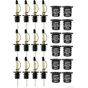 12-Pack Liquor Bottle Pourers with Adapters, Liquor Pour Spout Adapters set for for Large Olive Oil Bottles and Liquor Bottles - Up to 1 Inch/25mm Neck Converts Any Spout into a Large Pour Spout in Saudi Arabia