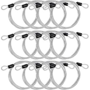 12 حزمة من قفل كابل الأمان بطول 4 أقدام/48 بوصة، كابل فولاذي 3 مم مع حلقات، حبل سلك مطلي بالفولاذ المضفر، قفل دراجة الأمتعة، حلقة مزدوجة آمنة لأقفال U، قفل وأقفال القرص in Kuwait