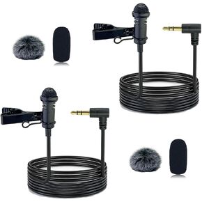 2Pcs Lavalier Microphone Compatible with DJI MIC 1/2 and for Rode Wireless GO II, Angled 3.5mm TRS Plug Omnidirectional Microphone for Streaming Vlog Interview and More, 1.5M in Kuwait