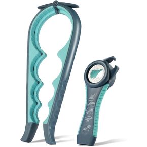 Jar Opener Bottle Opener, 5-in-1 Multi-Function Can Opener with Ergonomic Non-Slip Handle, Kitchen Tool Set for Weak Hands, Seniors with Arthritis, Blue in Saudi Arabia