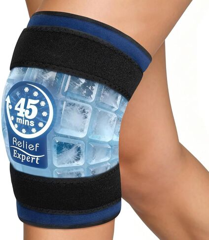 45-Minute Knee Ice Pack Wrap with Advanced Ice Grid Gel, Long-Lasting Ice Pack for Knees, Calves, Elbows, Flexible & Reusable Gel Ice Pack with Cold Compress for Workout Recovery- Fits Most Sizes in Saudi Arabia