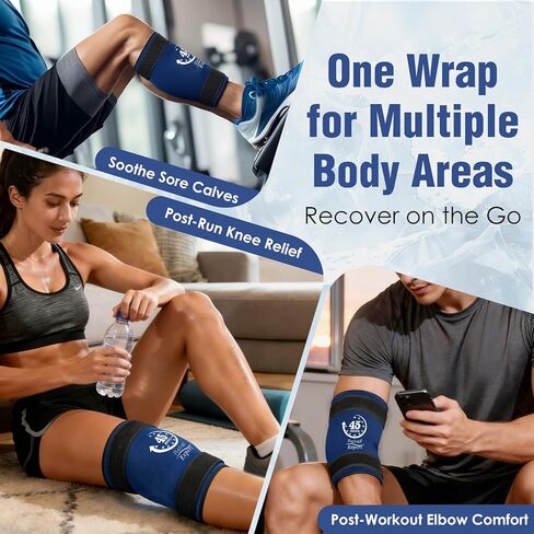 45-Minute Knee Ice Pack Wrap with Advanced Ice Grid Gel, Long-Lasting Ice Pack for Knees, Calves, Elbows, Flexible & Reusable Gel Ice Pack with Cold Compress for Workout Recovery- Fits Most Sizes in Saudi Arabia