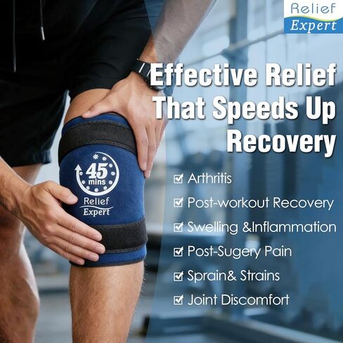 45-Minute Knee Ice Pack Wrap with Advanced Ice Grid Gel, Long-Lasting Ice Pack for Knees, Calves, Elbows, Flexible & Reusable Gel Ice Pack with Cold Compress for Workout Recovery- Fits Most Sizes in Saudi Arabia