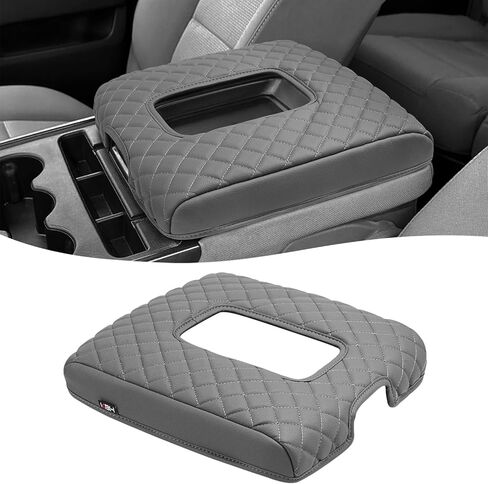 KBH Center Console Armrest Cover for 2014-2018 Chevy Silverado & GMC Sierra 1500 2500 3500, Vinyl Leather, Arm Rest Lid Accessories, Middle-Cut, Anti Scratch, Gray (Fits Jump Seat Only) in Saudi Arabia