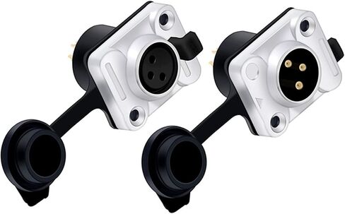 3pins X L R Wire Connector Male Plug Female Socket Panel Mount Type with Protecting Cover for Audio Video M I C 1Pcs(1xF 3P Black) in Saudi Arabia