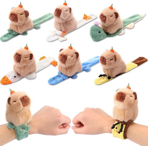 Soulchen Capybara Stuffed Animals Slap Bracelets for Kids Plush Animal Slap Snap Bracelets Bulk Capybara Wrist Bands Christmas Birthday Gift Adopt an Animal Party Favors in Saudi Arabia