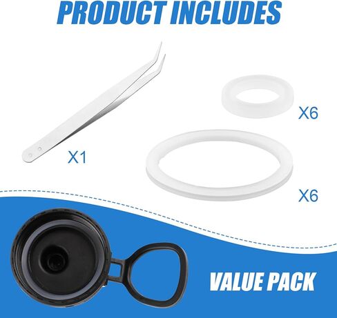 12pcs Water Bottle Lid & Spout Lid Gasket, Silicone Seal Ring Replacement with Tweezers Compatible with Drinco 14/18/22/32/40/64oz in Saudi Arabia