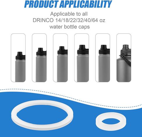 12pcs Water Bottle Lid & Spout Lid Gasket, Silicone Seal Ring Replacement with Tweezers Compatible with Drinco 14/18/22/32/40/64oz in Saudi Arabia