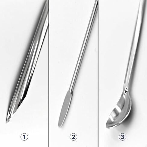 6 قطع مختبر ملعقة مجموعة مكشطة مزدوجة نهاية الفولاذ المقاوم للصدأ مختبر أخذ العينات ملعقة مايكرو مغرفة حبة مغرفة لمغرفة مساحيق العينة in Kuwait