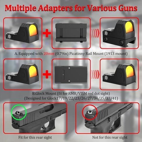 تكتيكي RMR منظر نقطة حمراء قابل للتعديل 3 MOA 20 مم نطاق رؤية منعكس نقطة حمراء لـ Glock Mini Red Dot Sight Picatinny لبندقية مسدس المسدس in Kuwait
