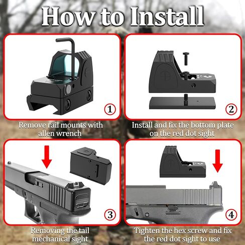 تكتيكي RMR منظر نقطة حمراء قابل للتعديل 3 MOA 20 مم نطاق رؤية منعكس نقطة حمراء لـ Glock Mini Red Dot Sight Picatinny لبندقية مسدس المسدس in Kuwait