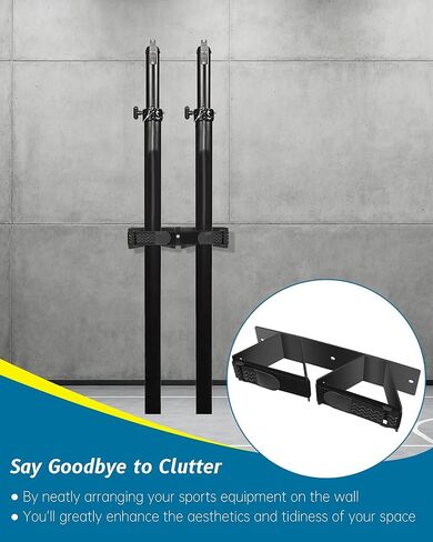 رف حائط لأعمدة الكرة الطائرة في الأماكن المغلقة، تخزين عمود الكرة الطائرة في وضع مستقيم، تخزين فعال للنادي مناسب لكرة الريشة الطائرة والتنس in Kuwait