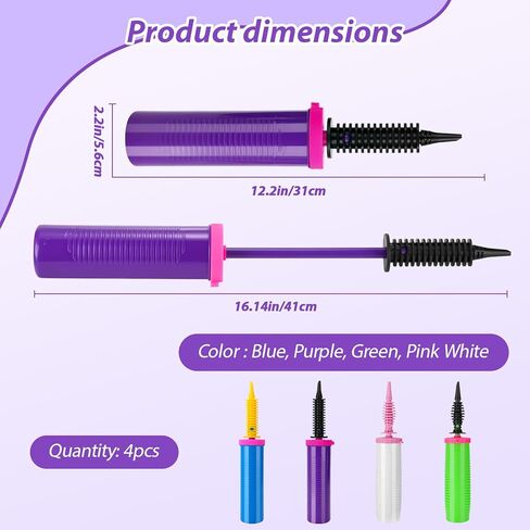 4 Pack Balloon Pump Bulk, Manual Air Pump for Balloons,Ballon Inflator Pumping,Quick Easy Hand Pumps for Foil Latex Balloons,for Swimming Pool Floats, Inflatable Toys,Yoga Balls, Party Decorations in Saudi Arabia
