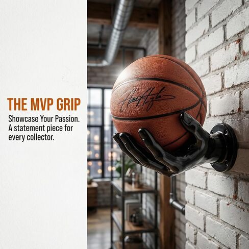 Black Basketball Holders, Basketball Wall Decor, Wall Mount Art Stand Hand Sculpture Ball Holder Storage, Men's Sport Gifts, Garage Ball Storage Organizer in Saudi Arabia