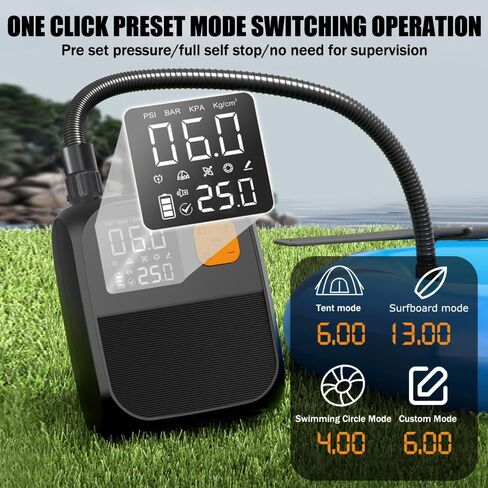 3T6B Rechargeable Paddle Board Pump with 8000mAh Battery,25PSI High Pressure SUP Pump & Car Adapter Powered Portable Electric Air Pump,for Stand Up Paddle Boards,Boats,Tent and Kayaks in Kuwait