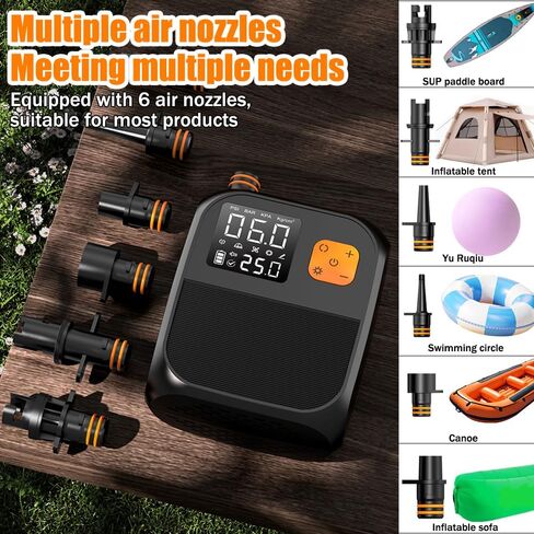 3T6B Rechargeable Paddle Board Pump with 8000mAh Battery,25PSI High Pressure SUP Pump & Car Adapter Powered Portable Electric Air Pump,for Stand Up Paddle Boards,Boats,Tent and Kayaks in Kuwait