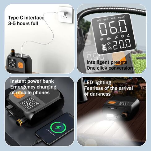 3T6B Rechargeable Paddle Board Pump with 8000mAh Battery,25PSI High Pressure SUP Pump & Car Adapter Powered Portable Electric Air Pump,for Stand Up Paddle Boards,Boats,Tent and Kayaks in Kuwait