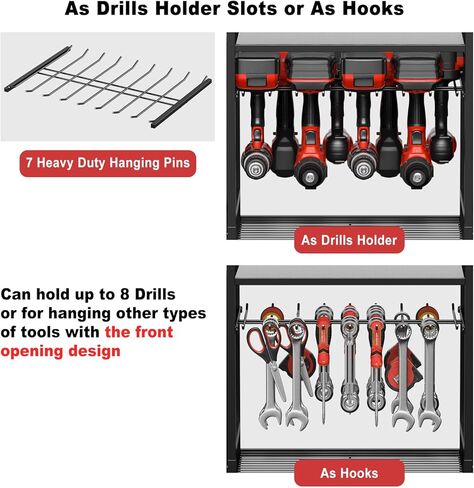 JUNNUJ Large Power Tool Organizer Cart with Charging Station and Heavy Duty Tool Bag, Garage Drill and Tools Battery Holder Storage Rack with 8 Outlet Power Strip, Utility Rolling Shelf on Wheels in Kuwait
