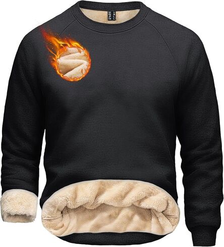 Boladeci Men's Sherpa Lined Crewneck Sweatshirt Heavy-weight Thick Cotton Winter Warm Fleece Pullover Shirts in Kuwait