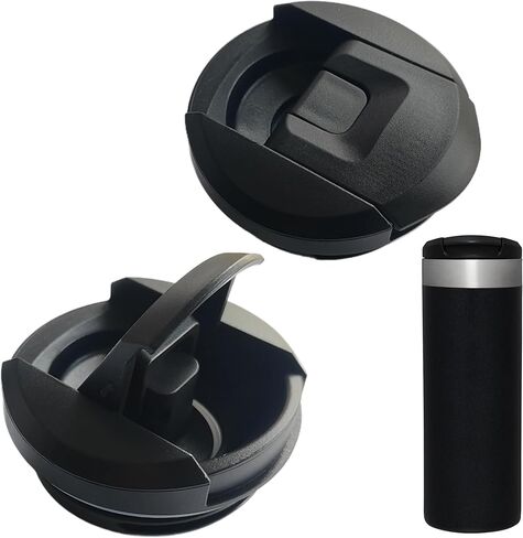 غطاء بديل متوافق مع زجاجة ستانلي AeroLight سعة 12 أونصة 16 أونصة 20 أونصة، قفل من خلال الغطاء العلوي، غطاء زجاجة مياه مانع للتسرب، قطعتان باللون الأسود in Kuwait