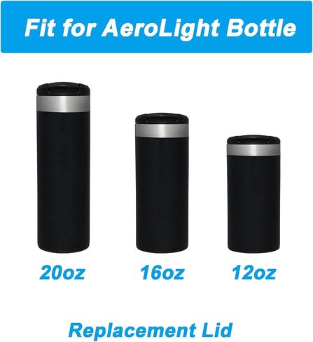 غطاء بديل متوافق مع زجاجة ستانلي AeroLight سعة 12 أونصة 16 أونصة 20 أونصة، قفل من خلال الغطاء العلوي، غطاء زجاجة مياه مانع للتسرب، قطعتان باللون الأسود in Kuwait