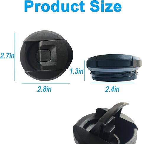 غطاء بديل متوافق مع زجاجة ستانلي AeroLight سعة 12 أونصة 16 أونصة 20 أونصة، قفل من خلال الغطاء العلوي، غطاء زجاجة مياه مانع للتسرب، قطعتان باللون الأسود in Kuwait